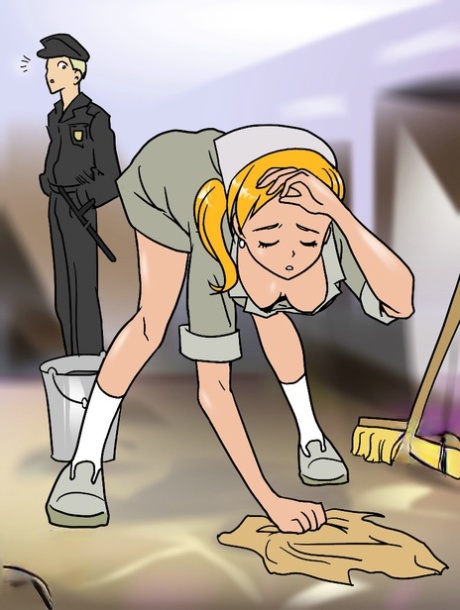 Horny cartoon cop seduces a blonde shemale and drills her asshole