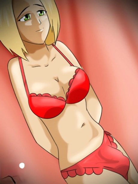 Blonde shemale with huge tits gets fucked hardcore in a dressing room