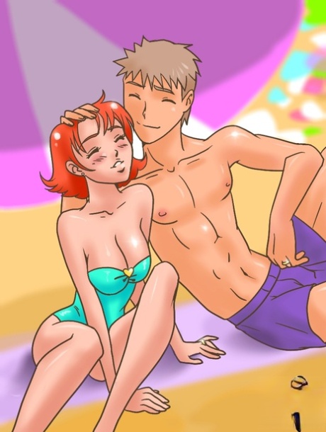 Horny animated transsexuals with big juggs fucking hot dude on the beach