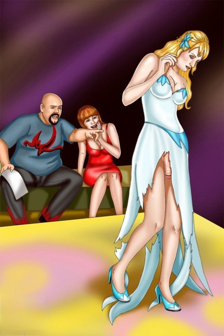 Tall anime shemale model bangs two brunette women after the fashion show