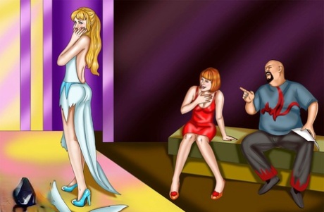 Tall anime shemale model bangs two brunette women after the fashion show