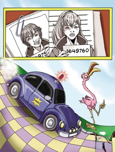 Animated blonde shemale criminals get fucked by a horny cop in the back seat