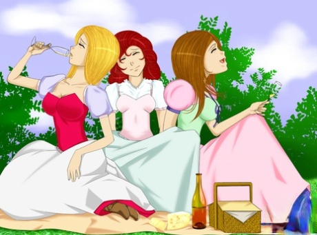 Sweet animated transsexuals pull out their dicks and fuck in a park threesome